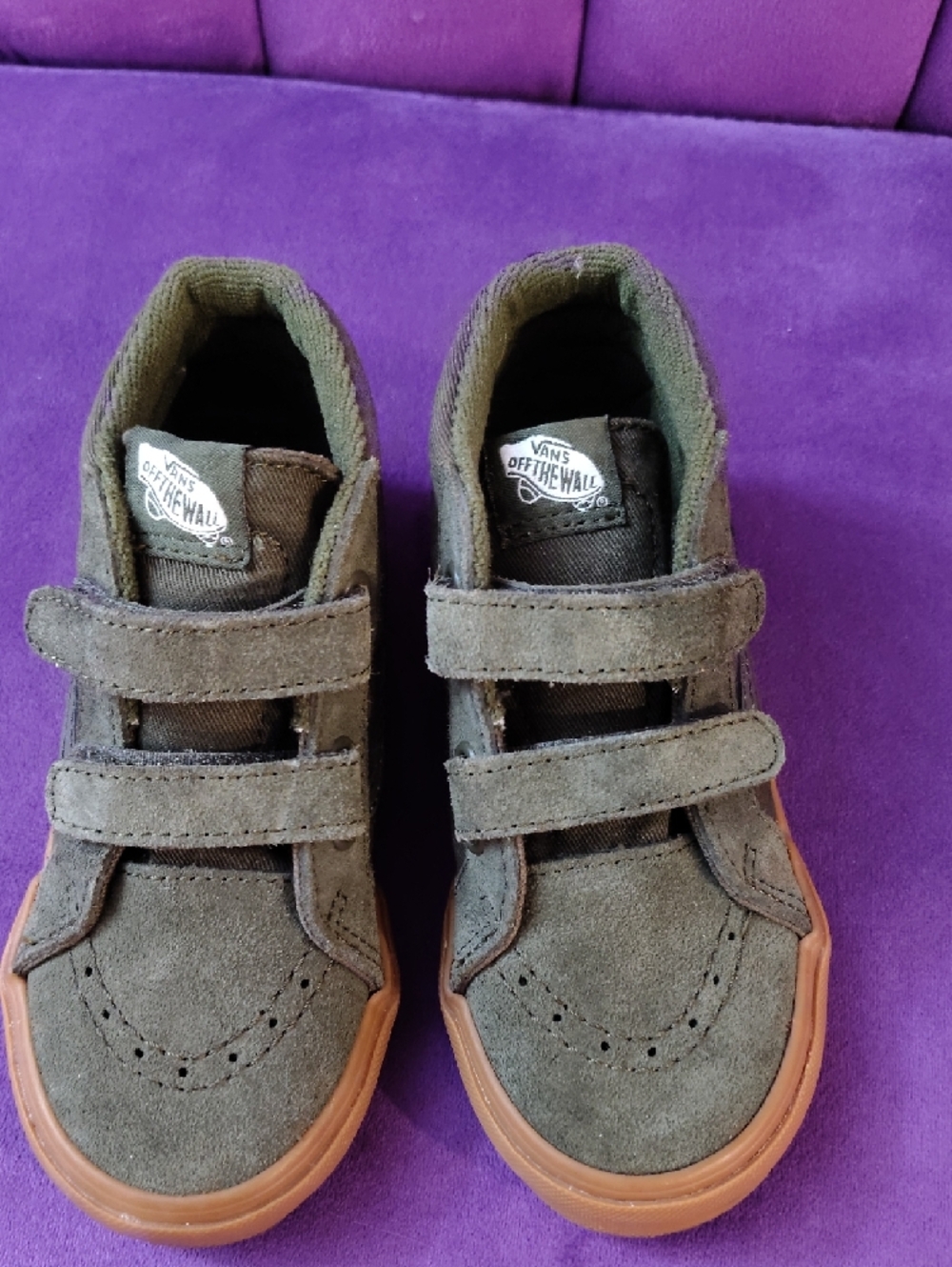 Vans Kids Olive Suede High-Top Sneakers with Gum Sole - Picture 2 of 5